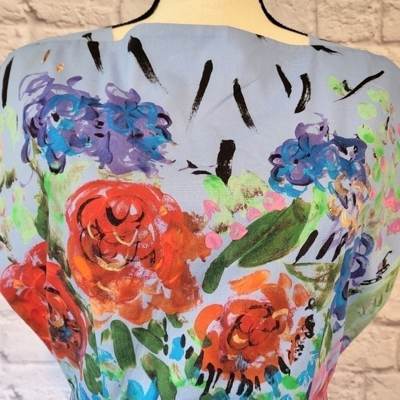 Christopher Kane blue floral brushstrokes peplum sleeveless dress size 2 - Picture 6 of 16